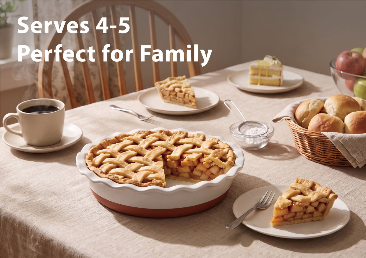 9 Inch Ceramic Pie Dish 9-Piece Baking Set Complete Pie Making Tools, Prevents Crust Bubbling & Shrinking, Ideal Baker Gift, Perfect for Apple Pie, Quiche & Pot Pie