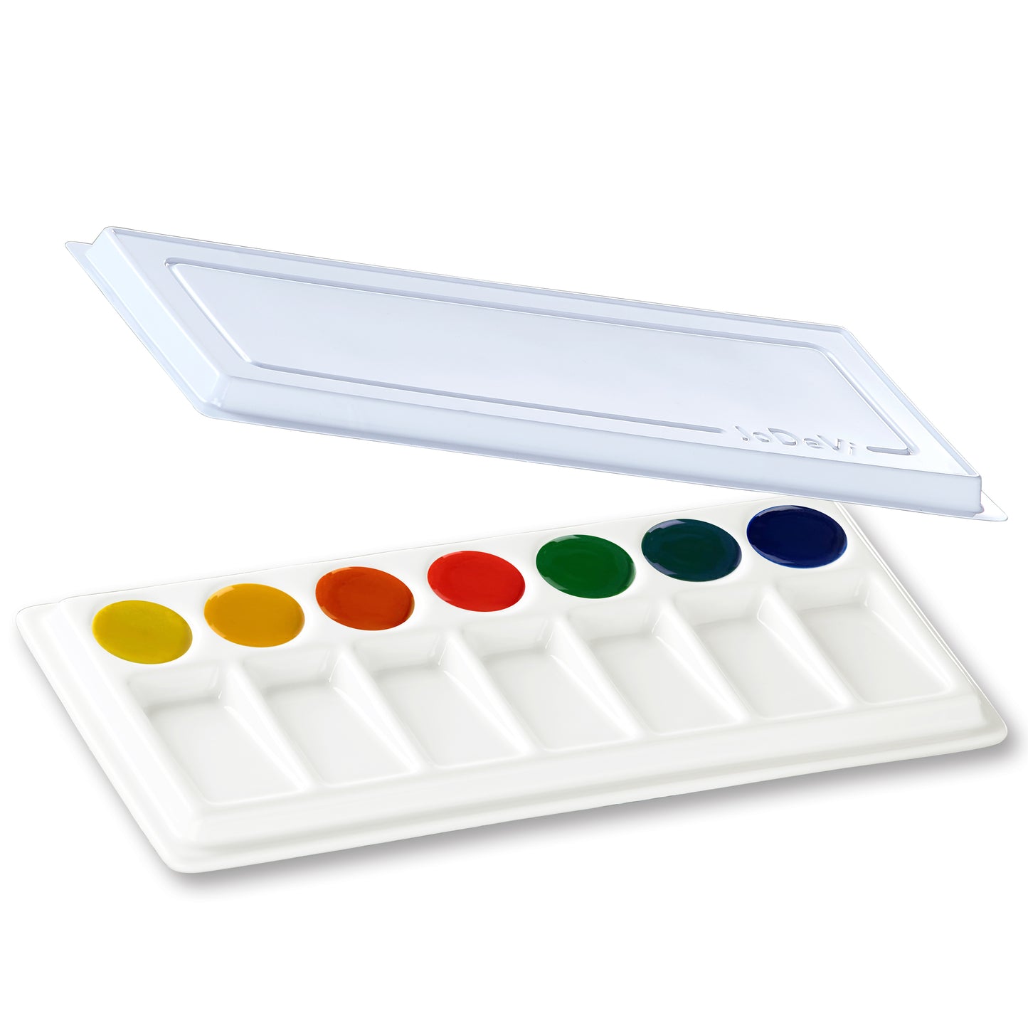 JODEVI Rectangular Ceramic Paint Palette with Lid, 14-Well PorcelainWatercolor Mixing Tray for Acrylic, Oil & Gouache, Large Artist WatercolorPalette with Plastic Cover
