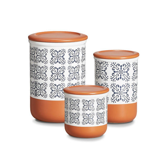 Canisters Sets for Kitchen Counter Ceramic Food Storage Jars with Airtight Lids, Sugar and Flour Containers Set of 3 - for Coffee, Tea, Spice - Stylish Countertop Décor