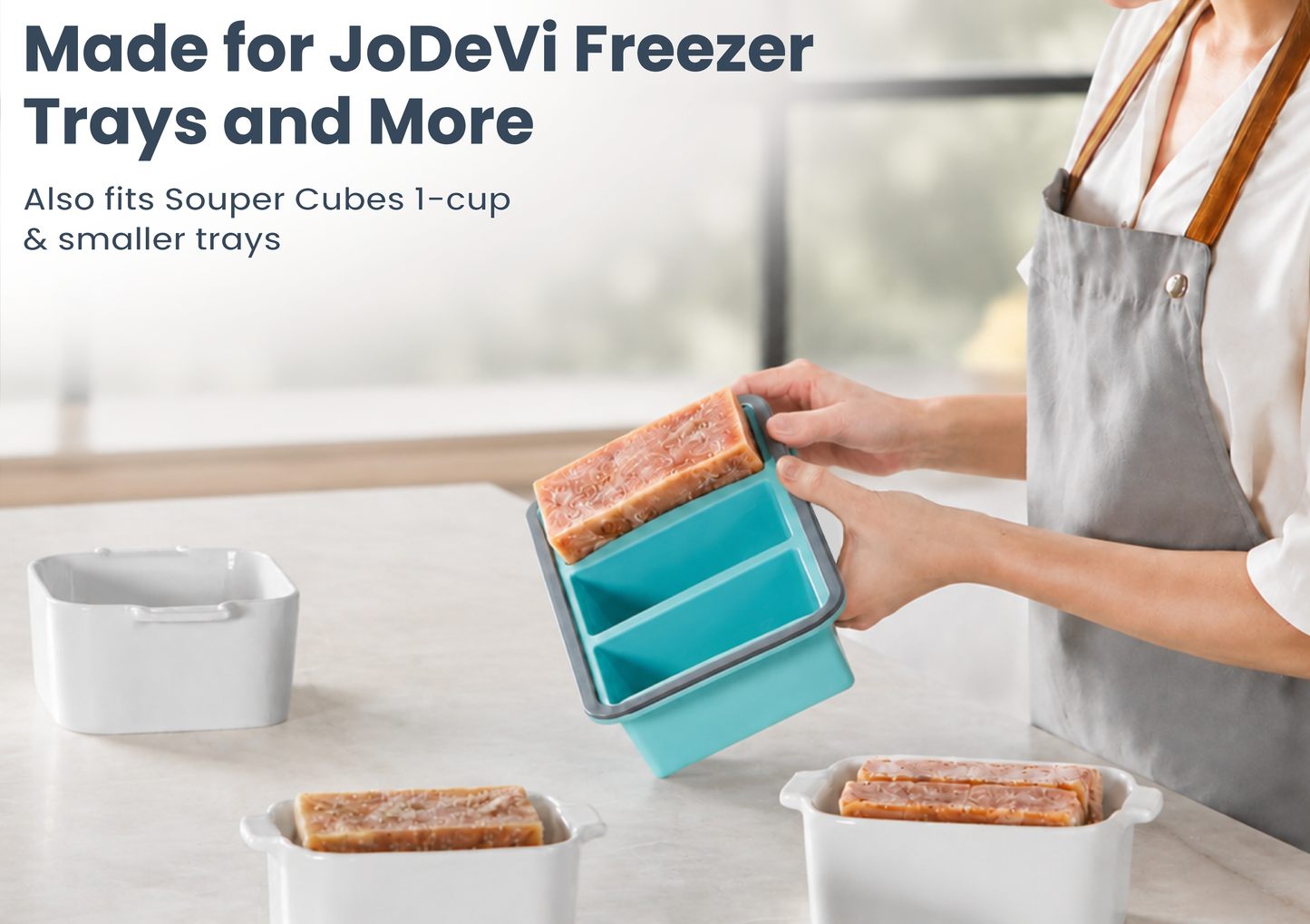 6'' x 5'' Small Baking Dishes, Set of 4 Mini Ceramic Baking Pans | Fits JoDeVi & most 2-cup freezer tray portions, Lead-free ceramic, Meal prep friendly, Oven microwave air fryer safe