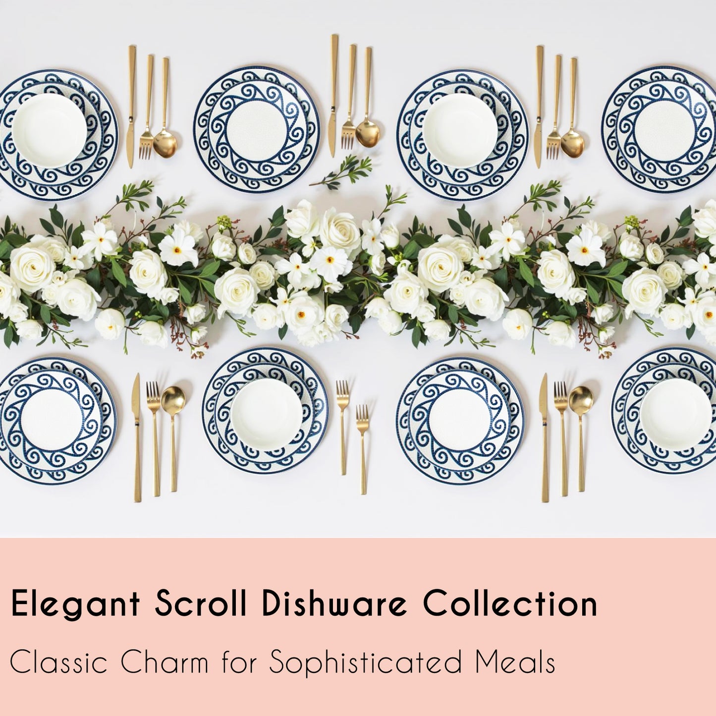 12-Piece Dinnerware Set for 4, Stoneware Kitchen Plates & Bowls Set, Coastal Dinnerware Sets, Microwave & Dishwasher Safe Scratch Resistant, Vintage Dishware Set for Everyday Use & Family Meals