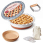 9 Inch Ceramic Pie Dish 9-Piece Baking Set Complete Pie Making Tools, Prevents Crust Bubbling & Shrinking, Ideal Baker Gift, Perfect for Apple Pie, Quiche & Pot Pie
