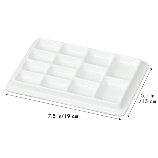 JODEVI Rectangular Ceramic Paint Palette with Lid, 14-Well PorcelainWatercolor Mixing Tray for Acrylic, Oil & Gouache, Large Artist WatercolorPalette with Plastic Cover