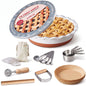 9 Inch Ceramic Pie Dish 9-Piece Baking Set Complete Pie Making Tools, Prevents Crust Bubbling & Shrinking, Ideal Baker Gift, Perfect for Apple Pie, Quiche & Pot Pie