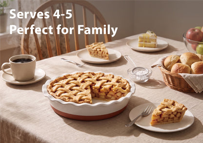 9 Inch Ceramic Pie Dish 9-Piece Baking Set Complete Pie Making Tools, Prevents Crust Bubbling & Shrinking, Ideal Baker Gift, Perfect for Apple Pie, Quiche & Pot Pie
