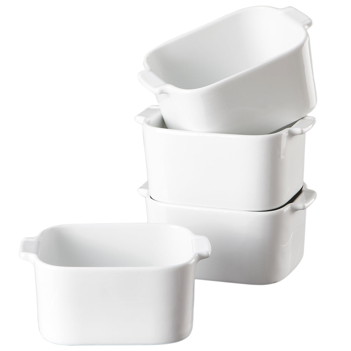 6'' x 5'' Small Baking Dishes, Set of 4 Mini Ceramic Baking Pans | Fits JoDeVi & most 2-cup freezer tray portions, Lead-free ceramic, Meal prep friendly, Oven microwave air fryer safe