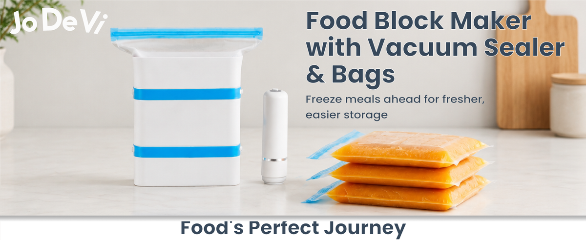 Silicone Freezer Trays Bundle with Vacuum Sealer & 30 Bags, 4 Pack Meal prep bundle, 4 silicone freezer trays, Handheld vacuum sealer, 30 reusable bags, Dishwasher safe, Stackable alloy frame