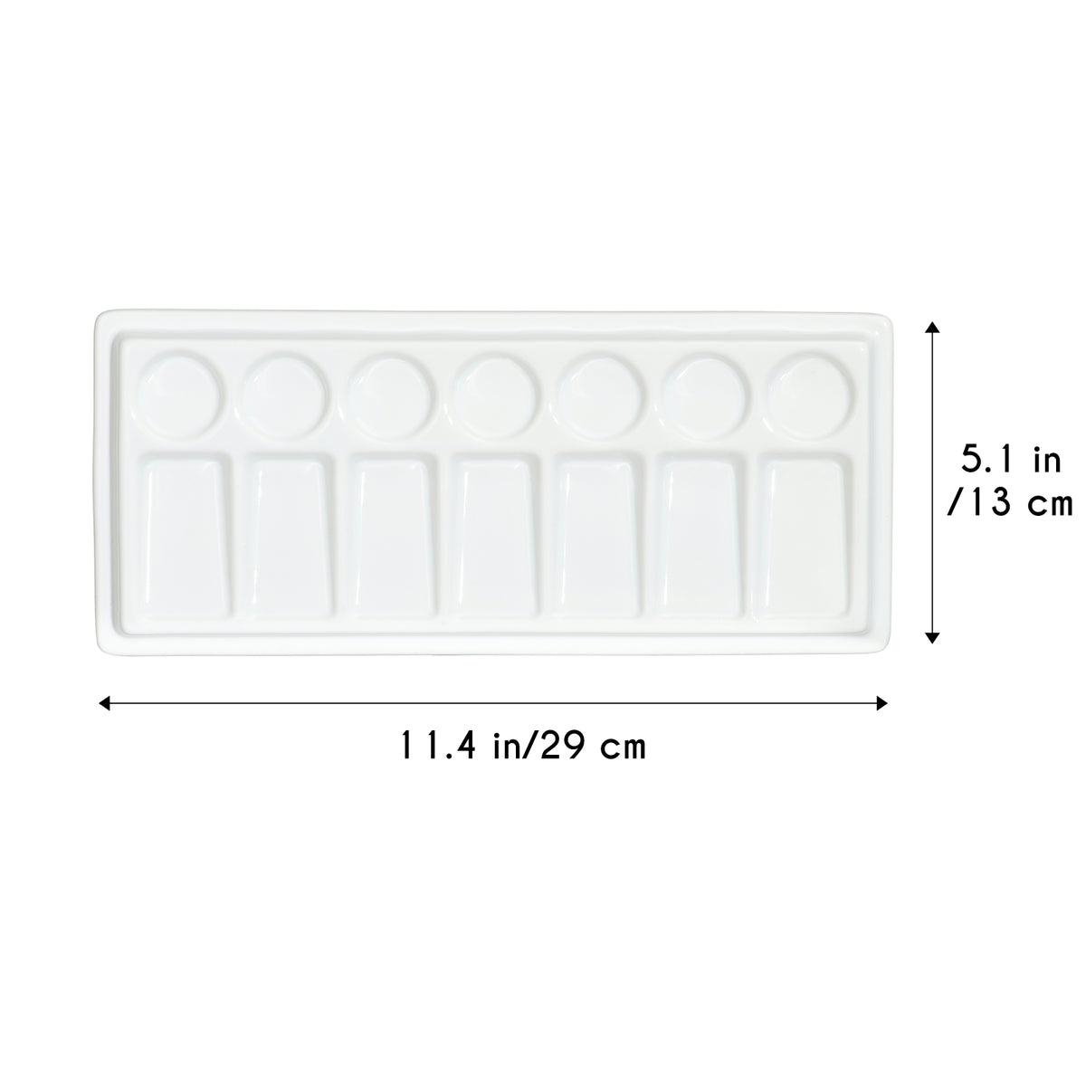 JODEVI Rectangular Ceramic Paint Palette with Lid, 14-Well PorcelainWatercolor Mixing Tray for Acrylic, Oil & Gouache, Large Artist WatercolorPalette with Plastic Cover