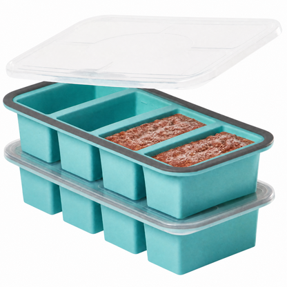 2 Cup Silicone Freezer Trays with Lid, Meal Prep Containers-2-Pack Food Grade Silicone, BPA-free, Food Freezer Mold for Soup, Stew, Sauce, Leftovers, Reinforced Alloy Frame, Dishwasher Safe